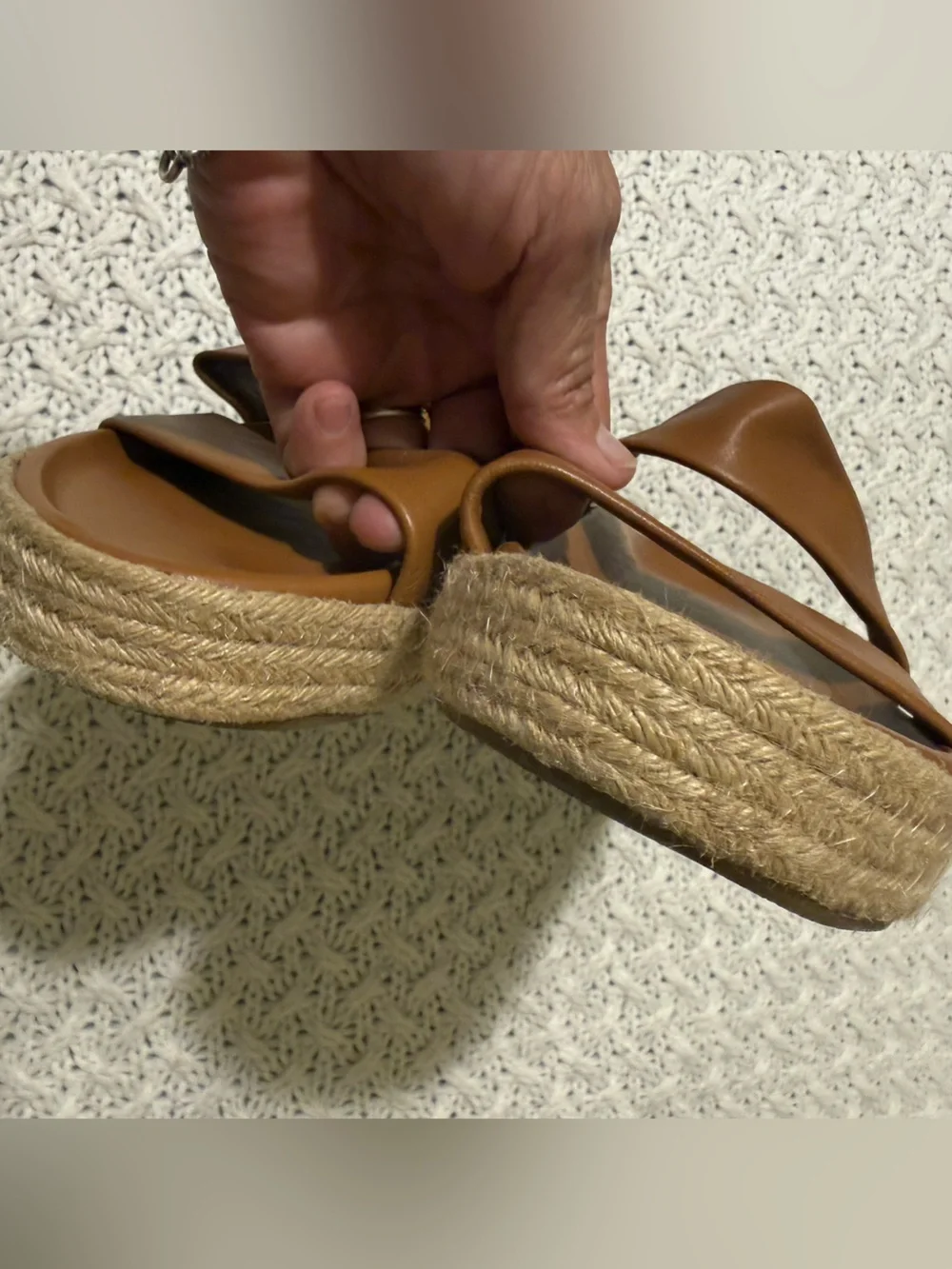 Beek Twinspot Platform Leather Sandals Tan Brown Women's Size 8 slides